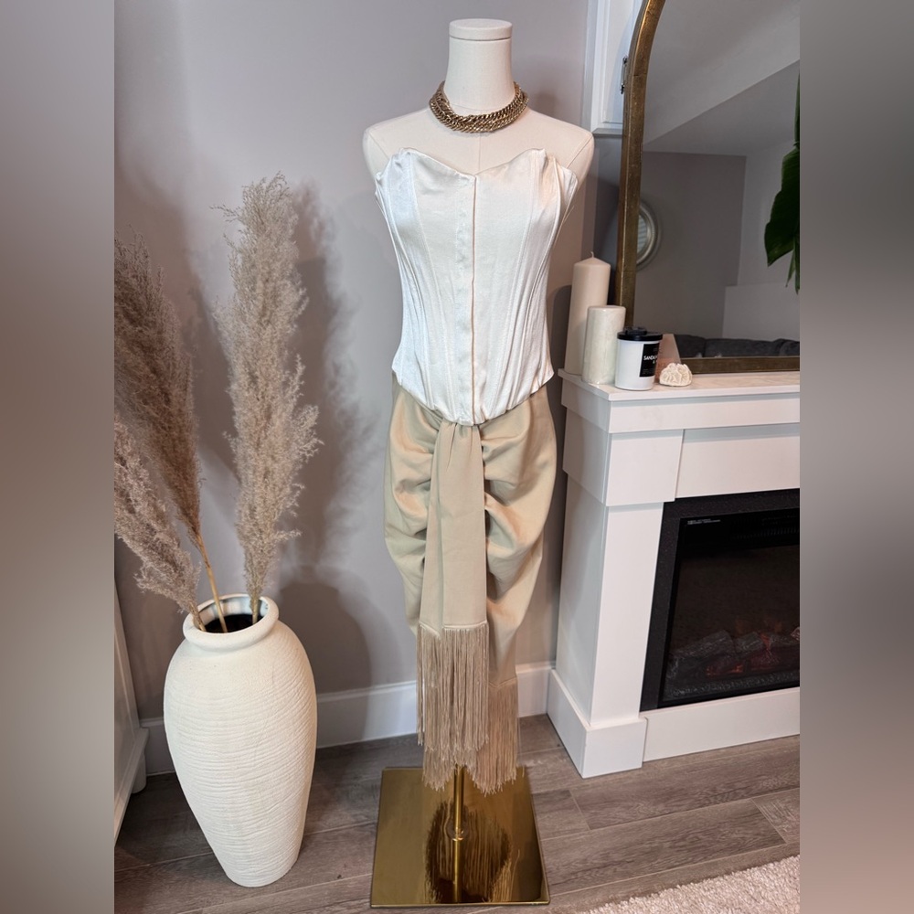 PrettyLittleThing Tan Fringe Skirt